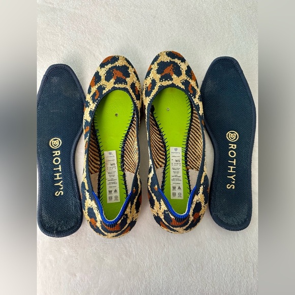 Rothy's The Square Black and Brown Leopard Print Flats Size 6 - Picture 7 of 10